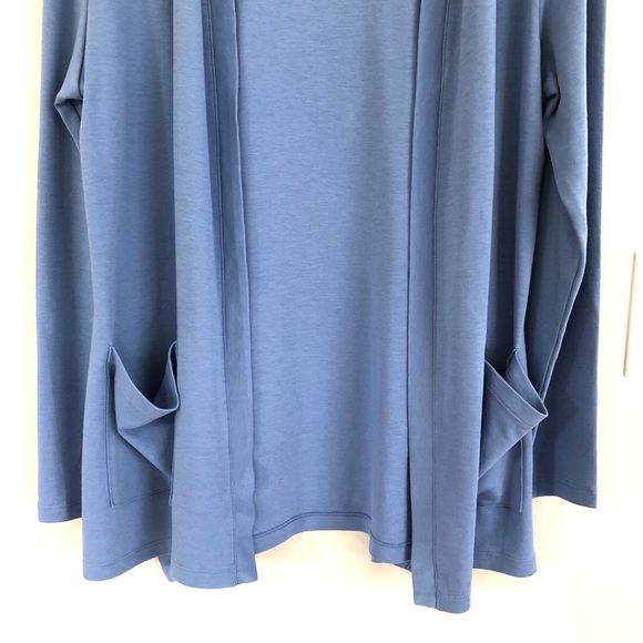 Isaac Mizrahi Live! Essentials Pima Cotton Knit Cardigan in Blue, Size M - Picture 6 of 12